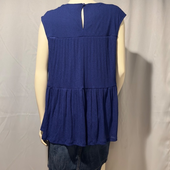 Royal Blue Tiered Peplum Sleeveless Dressy Blouse Top Juicy Couture Large - Picture 4 of 8